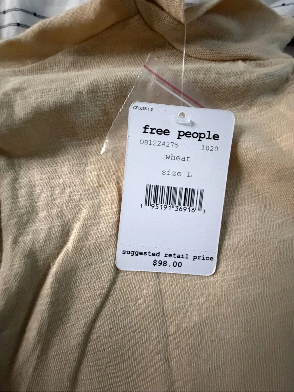 Free People Cream Embroidered Long Sleeve Top